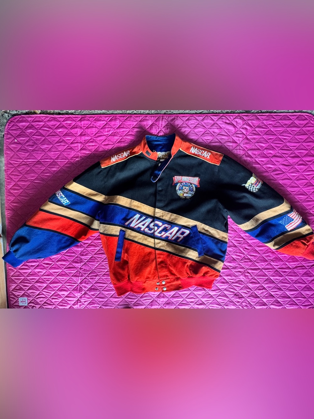 VTG 90s Jeff Hamilton NASCAR 50th Anniversary Twill Jacket L